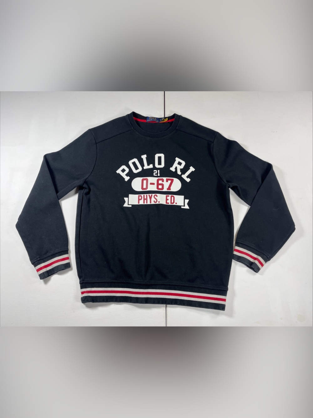 Polo Ralph Lauren Phys Ed Sweatshirt Black Red Crewneck Sweater Men’s M